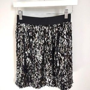 Stella & Dot Black and Silver Sequin Skirt NWT XS